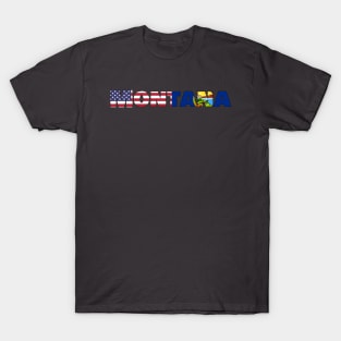 Montana State Flag/American Flag Logo T-Shirt